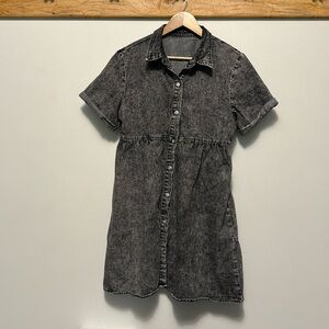 Black-washed Denim Button-Up Dress